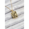 Dodes Dodes 316L Çelik Zirkon Taşlı Açılabilr Kapaklı Kitap Model Gold Renk Kadın Kolye TG27BKO10515