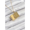 Dodes Dodes 316L Çelik Zirkon Taşlı Açılabilr Kapaklı Kitap Model Gold Renk Kadın Kolye TG27BKO10515