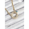 Dodes Dodes 316L Çelik Zirkon Taşlı Çeyrek Takılabilir Gold Renk Kadın Kolye TG27BKO10506