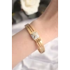 Dodes Dodes 316L Çelik Zirkon Taşlı Gold Renk Kadın Kelepçe Bilezik TG27BB6024