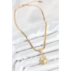 Dodes Dodes 316L Çelik Zirkon Taşlı Güneş Model Gold Renk Kadın Kolye TG27BKO10535