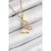 Dodes Dodes 316L Çelik Zirkon Taşlı Kelebek Model Gold Renk Kadın Kolye TG27BKO10405
