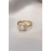 Dodes Dodes Gold Baget ve Zirkon Taşlı Kare Yüzük TG27BYK1739