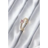 Dodes Dodes Gold Renk Zirkon Taşlı Pembe Kristal Kalp Model Kadın Yüzük TG27BYK2852