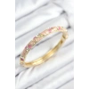 Dodes Dodes Mineli Pirinç Zirkon Taşlı Pembe Çiçek Motifli Gold Kadın Kelepçe TG27BB7818