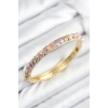Dodes Dodes Mineli Pirinç Zirkon Taşlı Pembe Mor Çiçek Motifli Gold Kadın Kelepçe TG27BB7814