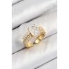 Dodes Dodes Pirinç  Büyük Zirkon Taşlı Model Gold Renk Kadın Yüzük TG27BYK3800
