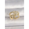 Dodes Dodes Pirinç Gold Renk 2Li Zincir Zirkon Taşlı Yıldız Figür Kadın Yüzük TG27BYK3594