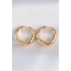 Dodes Dodes Pirinç Gold Renk Asimetrik Kıvrım Küpe TG27BKP8974