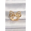 Dodes Dodes Pirinç Gold Renk Ayarlanabilir Zirkon Taşlı Kurdele Model Kadın Yüzük TG27BYK3592
