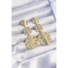 Dodes Dodes Pirinç Gold Renk Geometrik Ezme Plaka Küpe TG27BKP9244