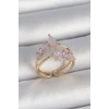 Dodes Dodes Pirinç Gold Renk Mor Damla Zirkon Taşlı Taç Model Kadın Yüzük TG27BYK3715