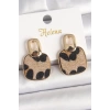 Dodes Dodes Pirinç Gold Renk Sallantı Kare Leopar Model Kadın Küpe TG27BKP10338