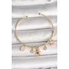 Dodes Dodes Pirinç Gold Renk Sallantı Zirkon Taşlı Ayıcık Figür Kırmızı Kalp Detay Charm Kadın Bileklik TG27BB6896