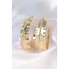 Dodes Dodes Pirinç Gold Renk Yaprak Desenli Halka Küpe TG27BKP8921