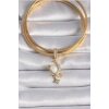 Dodes Dodes Pirinç Gold Renk Zirkon Taş Detaylı Hilal Model Sallantı İncili Ajda Charm TG27BC1012