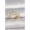 Dodes Dodes Pirinç Gold Renk Zirkon Taş Detaylı Kelebek Figür Ayarlanabilir Yüzük TG27BYK3527