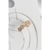 Dodes Dodes Pirinç Gold Renk Zirkon Taşlı Bal Peteği Model Kadın Kıkırdak Küpe TG27BKP10582