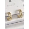Dodes Dodes Pirinç Gold Renk Zirkon Taşlı İşleme Detay Halka Model Kadın Küpe TG27BKP9913