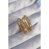 Dodes Dodes Pirinç Gold Renk Zirkon Taşlı Oval Model Küpe TG27BKP9079