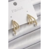 Dodes Dodes Pirinç Gold Renk Zirkon Taşlı Pençe Model İnci Detay Kadın Küpe TG27BKP9957