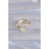 Dodes Dodes Pirinç Gold Renk Zirkon Taşlı Sedefli Kalp Model Ayarlanabilir Yüzük TG27BYK3233