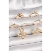 Dodes Dodes Pirinç Gold Renk Zirkon Taşlı Sonsuzluk Figür Yıldız Detay Kadın Yüzük Kombini TG27BYK3674