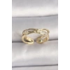 Dodes Dodes Pirinç Gold Renk Zirkon Taşlı Yıldız Detaylı Ayarlanabilir Kadın Yüzük TG27BYK3573