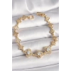 Dodes Dodes Pirinç Gold Renk Zirkon Taşlı Yonca Model Kadın Bileklik TG27BB7969