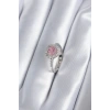 Dodes Dodes Pirinç Gümüş Renk Pembe Zirkon Taş Kalp Charm Model Kadın Yüzük TG27BYK2954