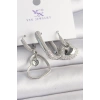 Dodes Dodes Pirinç Gümüş Renk Sallantı Zirkon Taşlı Kalp Model 3Lü Kadın Kombin Küpe TG27BKP10442