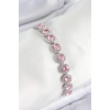 Dodes Dodes Pirinç Pembe Zirkon Taşlı Daire Baget Model Gümüş Renk VIP Seri Kadın Bileklik TG27BB7511