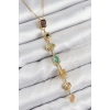 Dodes Dodes Pirinç Renkli Zirkon Taşlı Model Gold Renk 7 Element Kadın Y Kolye TG27BKO10439