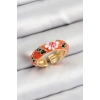 Dodes Dodes Pirinç Turuncu Mineli Çiçek Motifli Gold Renk Ayarlanabilir Kadın Yüzük TG27BYK3804