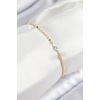 Dodes Dodes Pirinç Zirkon Taşlı Boncuk Model Ezme Zincir Gold Renk Kadın Bileklik TG27BB7597