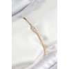 Dodes Dodes Pirinç Zirkon Taşlı Dikdörtgen Model Ezme Zincir Gold Renk Kadın Bileklik TG27BB7593