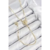Dodes Dodes Pirinç Zirkon Taşlı Ezme Zincirli Madalyon Model Gold Renk Y Kolye TG27BKO10471