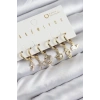 Dodes Dodes Pirinç Zirkon Taşlı İstiridye Balina Ve Yıldız Gold Renk 6lı Küpe Set TG27BKP11203