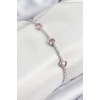 Dodes Dodes Pirinç Zirkon Taşlı Pembe Kalp Model Gümüş Renk Kadın Bileklik TG27BB7698