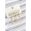 Dodes Dodes Pirinç Zirkon Taşlı Sallantılı Model Gold Renk 3lü Çift Kadın Küpe Set TG27BKP10829