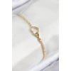 Dodes Dodes Pirinç Zirkon Taşlı Sonsuzluk Kalp Model Gold Renk Kadın Bileklik TG27BB7693