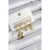 Dodes Dodes Pirinç Zirkon Taşlı Yıldız Ve Ay Model Gold Renk 3lü Çift Kadın Küpe Set TG27BKP10833