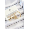 Dodes Dodes Pirinç Zirkon Taşlı Yıldız Ve Halka Model Gold Renk 3lü Çift Kadın Küpe Set TG27BKP10830
