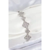 Dodes Dodes Pirinç Zirkon Taşlı Yonca Model Gümüş Renk VIP Seri Kadın Bileklik TG27BB7521
