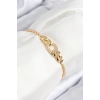 Dodes Dodes Pirinç Zirkon Taşlı Zincir Model Gold Renk Asansörlü Kadın Bileklik TG27BB7735