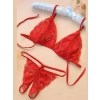 Dodes Tegan Büyük Beden Fantezi Kırmızı Dantelli Seksi Sütyen Kilot Takım TG279703-B