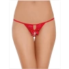 Dodes Tegan Fantezi Arkası Açık Fiyonklu Kırmızı Dantel String - Tanga TG270024