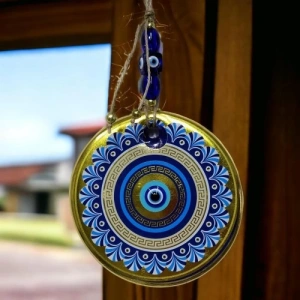 Dodes Altın Varak Nazar Boncuklu Duvar Süsü Cam Duvar Dekoru