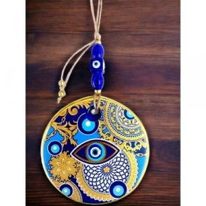 Dodes Çini Gold Desen Nazar Boncuklu Gözlü Duvar Süsü