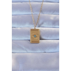 Dodes Dodes 316L Altın Renk İşlemeli Nazarlı Göz Model Vintage Kolye TG27BKO9269